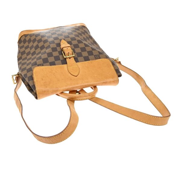 LOUIS VUITTON Logo Arlequin Backpack Bag Damier Ebene Brown